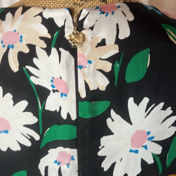 Kate Spade Meadow Shift Dress Size 12 Black Silk Blend Multicolor Floral - Picture 5 of 9